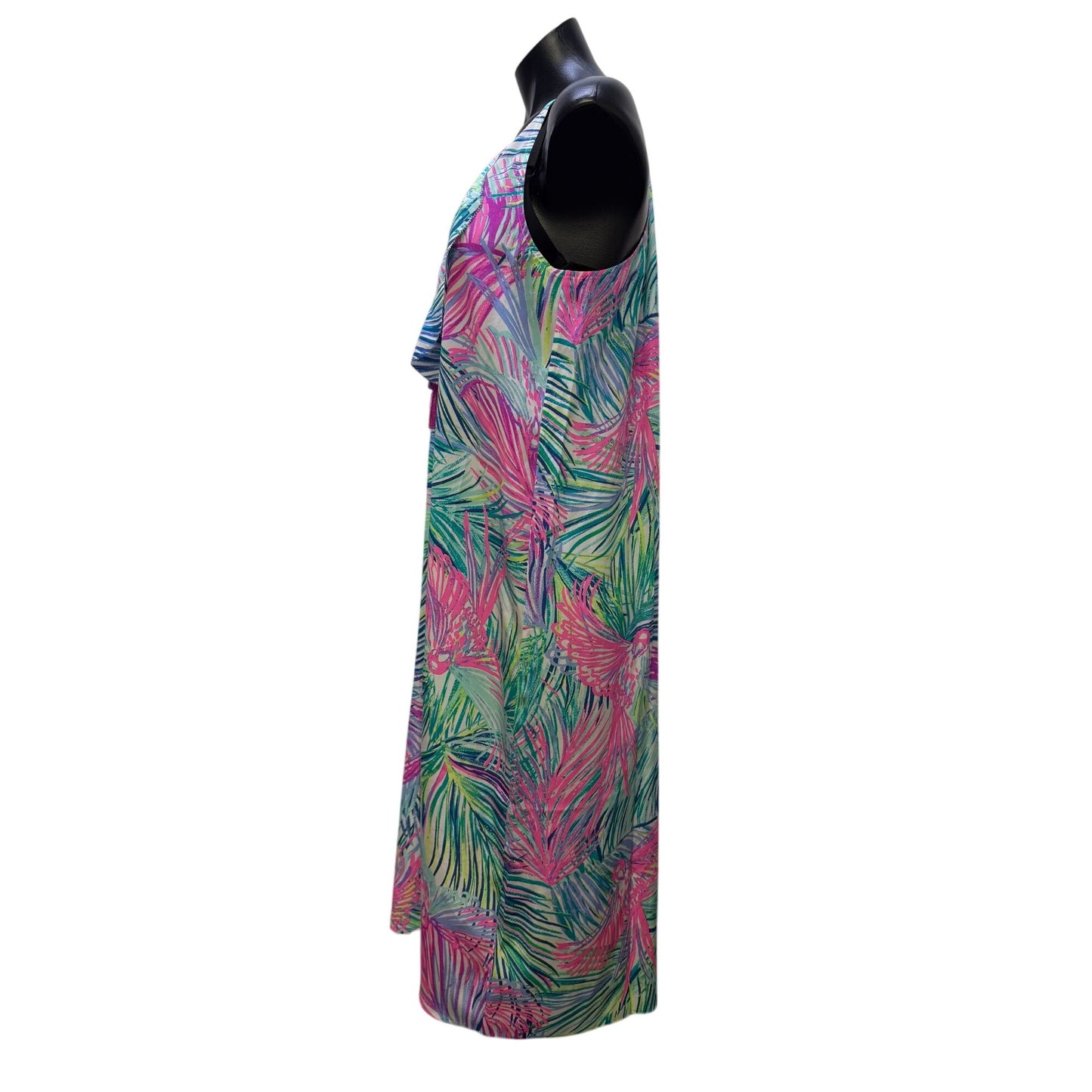 Lilly Pulitzer Sleeveless Turquoise Pink Tropical Print Dress S