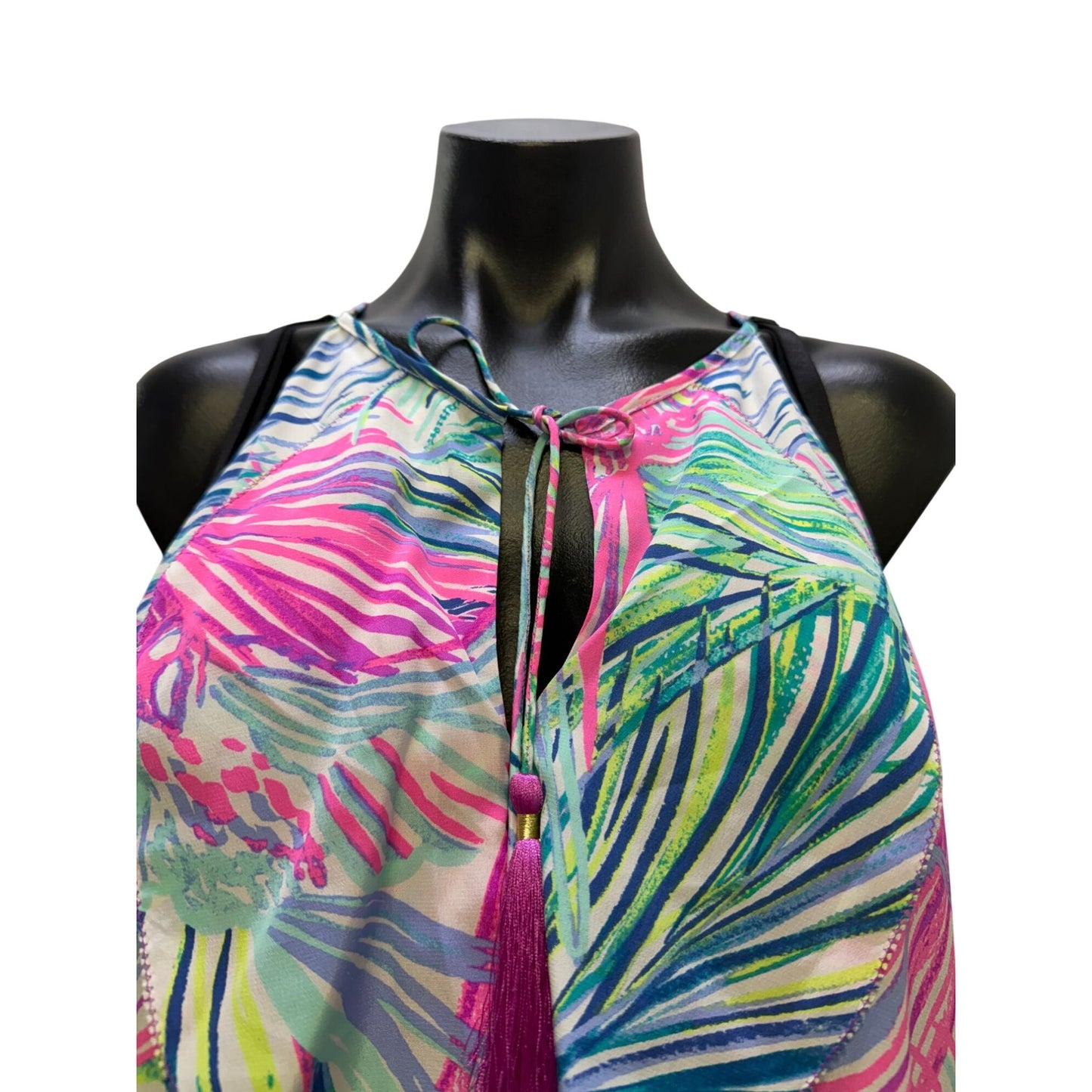Lilly Pulitzer Sleeveless Turquoise Pink Tropical Print Dress S
