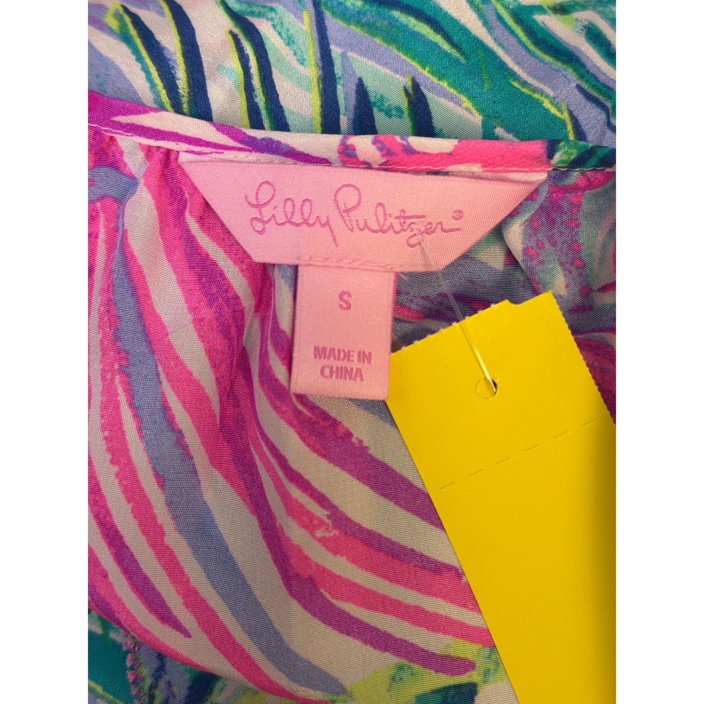 Lilly Pulitzer Sleeveless Turquoise Pink Tropical Print Dress S