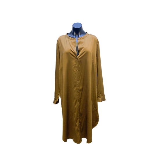 Eileen Fisher Mustard Long Sleeve Button-Down Shirt Dress - Size 2XL