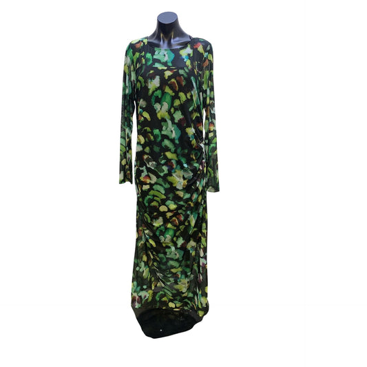 Joseph Ribkoff Green Multicolor Abstract Long Sleeve Maxi Dress 18