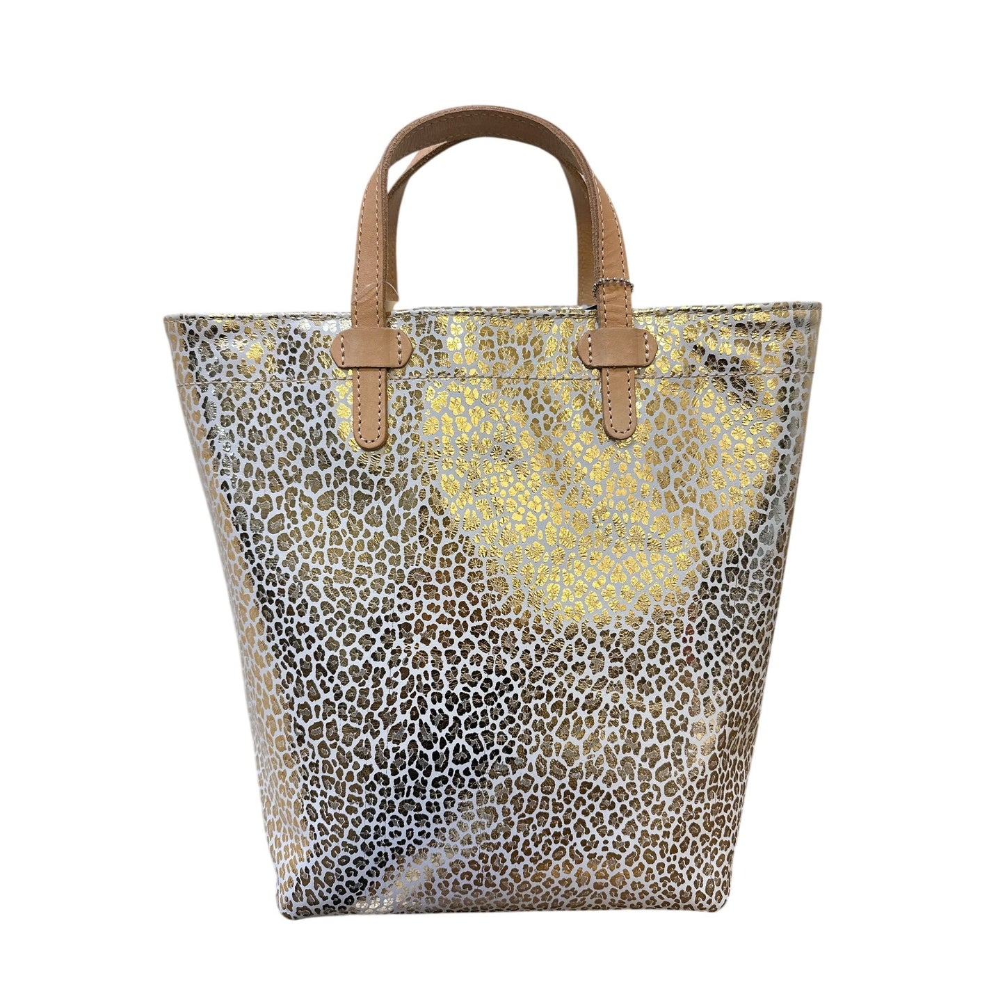 Consuela Gold Leopard Print Tote Bag Detachable Rainbow Strap M