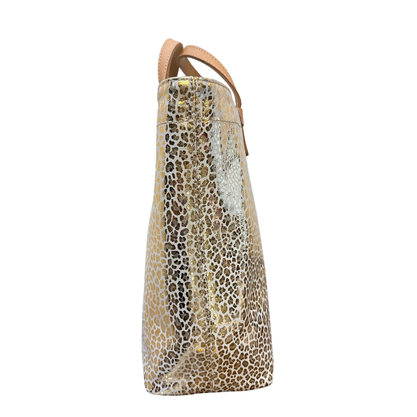 Consuela Gold Leopard Print Tote Bag Detachable Rainbow Strap M