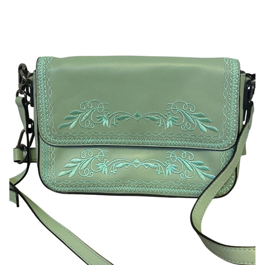 Lodis Embossed Mint Green Leather Crossbody Bag