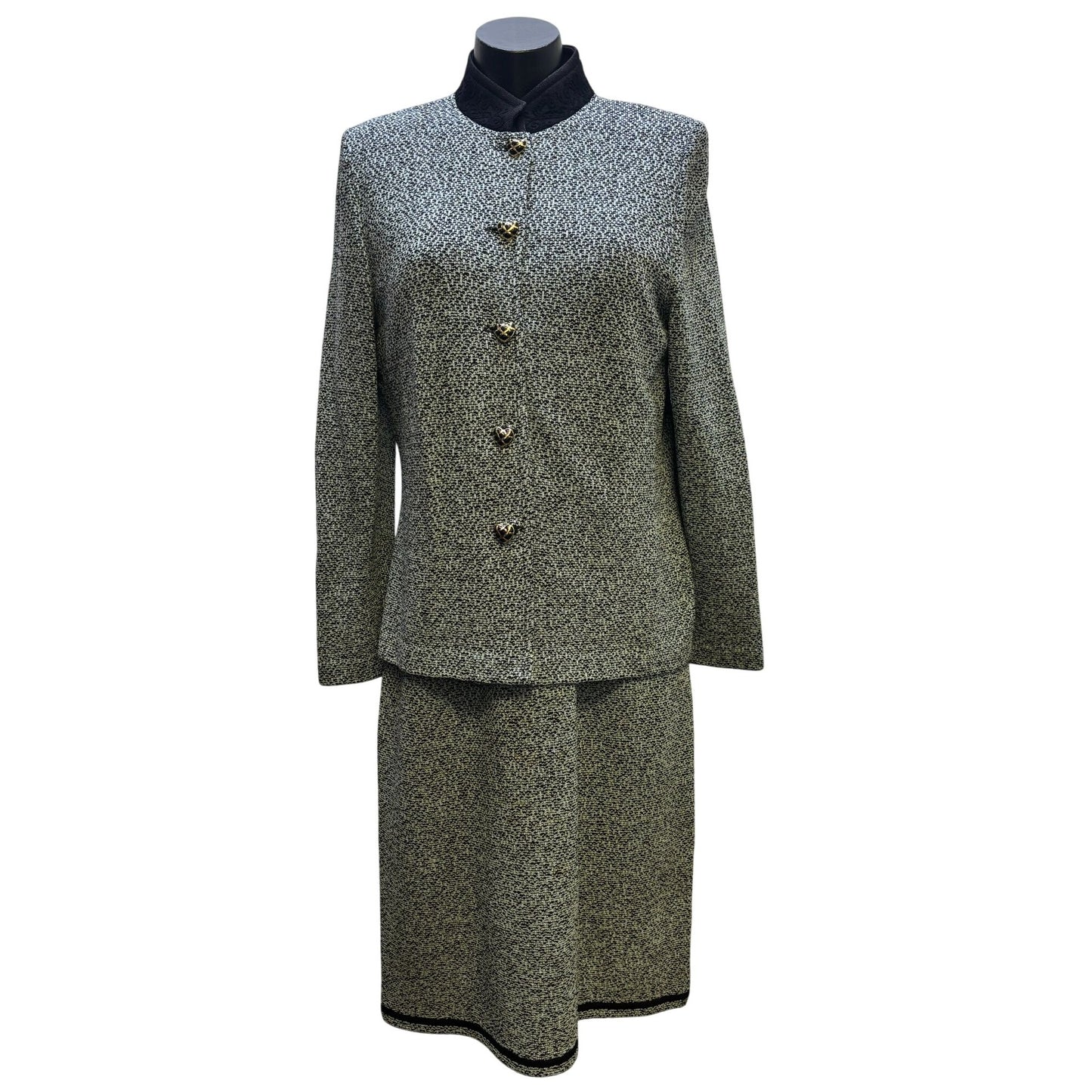 St. John Collection Black & Aqua Two-Piece Set Dress & Jacket Size 10/8