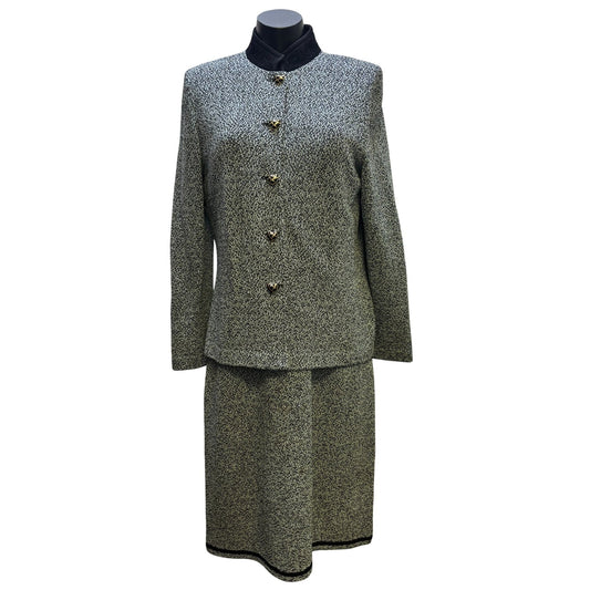 St. John Collection Black & Aqua Two-Piece Set Dress & Jacket Size 10/8