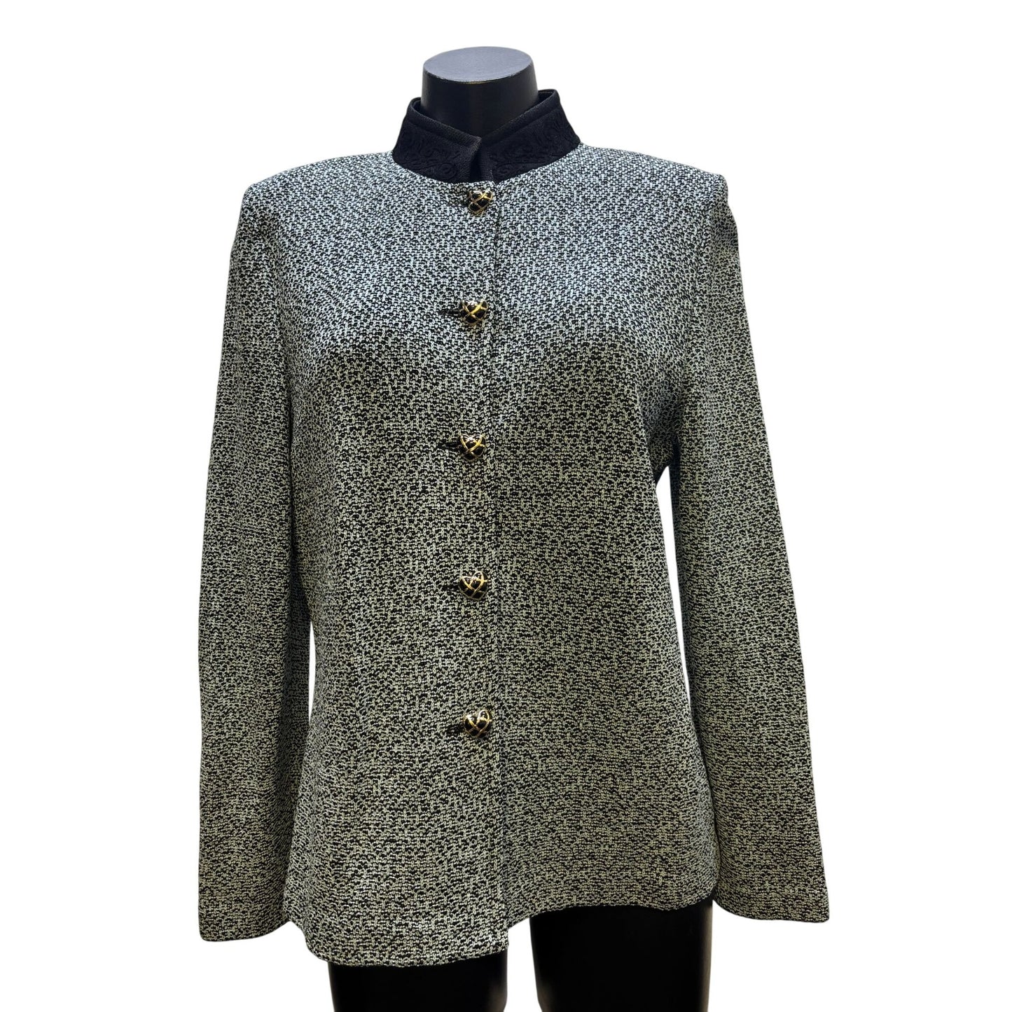 St. John Collection Black & Aqua Two-Piece Set Dress & Jacket Size 10/8