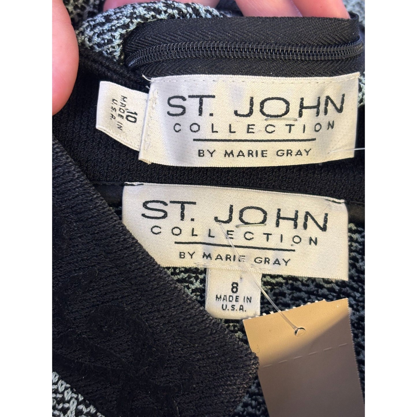 St. John Collection Black & Aqua Two-Piece Set Dress & Jacket Size 10/8