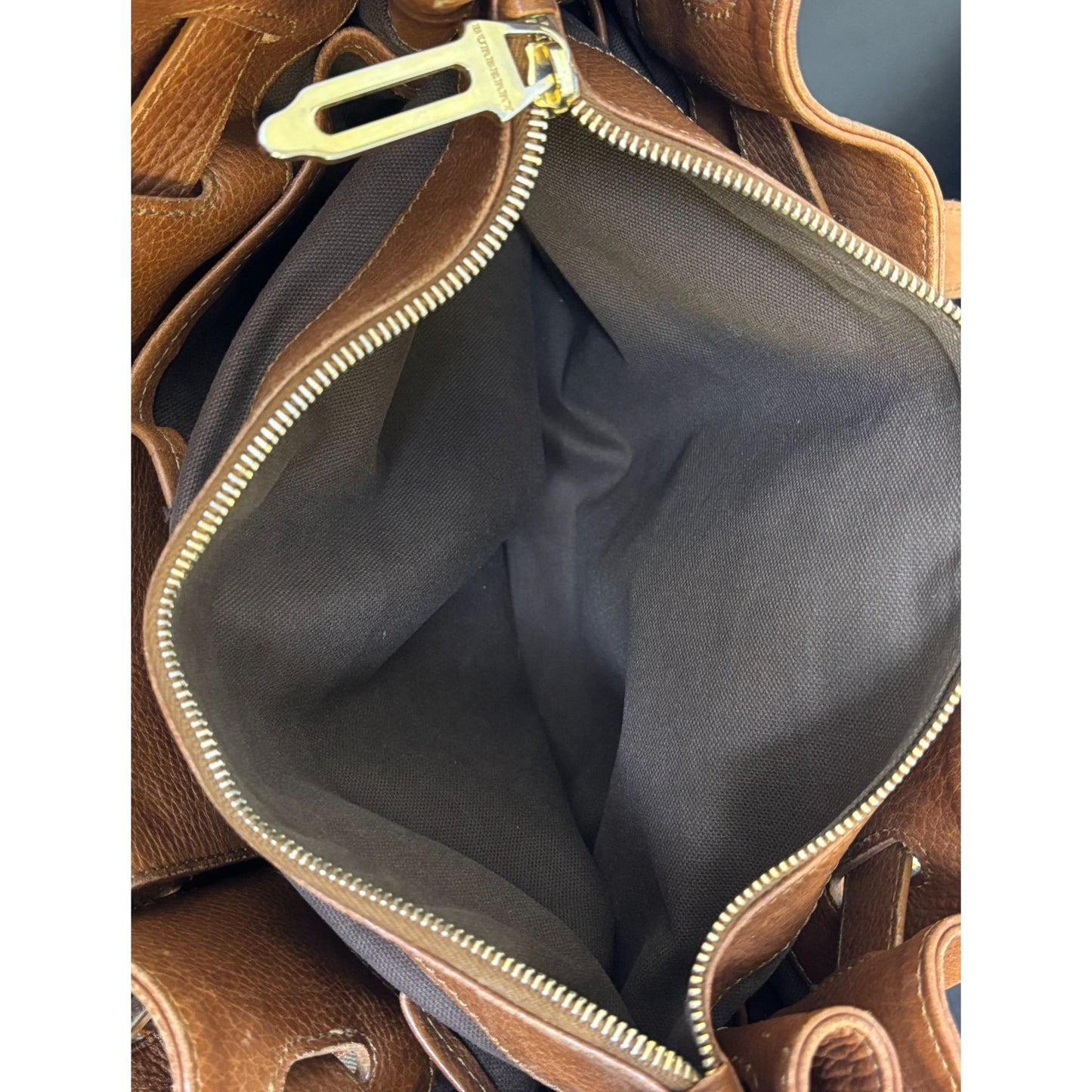 Burberry Brown Leather & Check Canvas Shoulder Bag