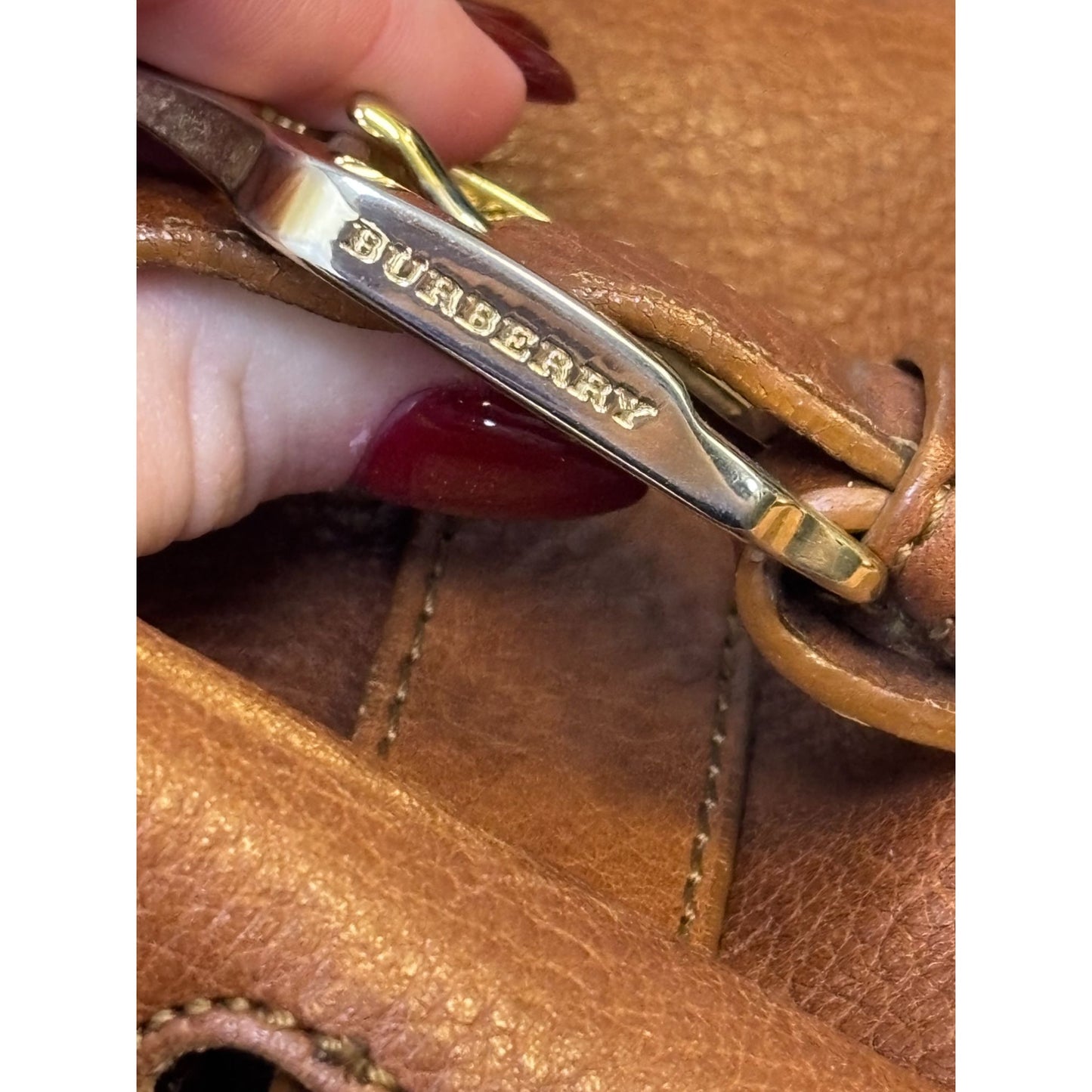 Burberry Brown Leather & Check Canvas Shoulder Bag