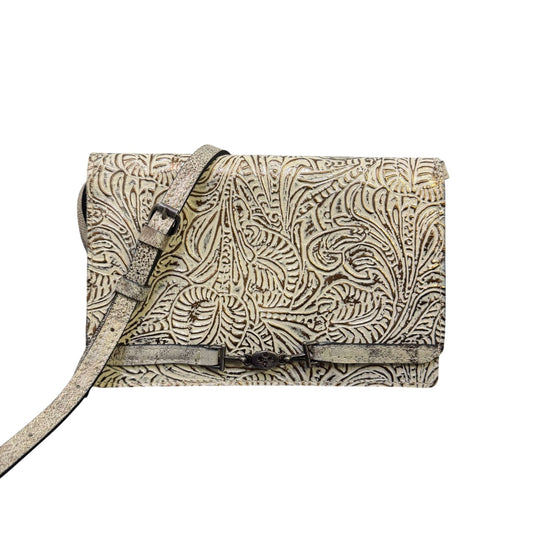 Patricia Nash Embossed Leather Crossbody Bag White Gold Floral