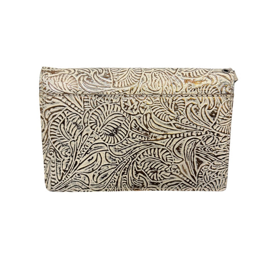 Patricia Nash Embossed Leather Crossbody Bag White Gold Floral