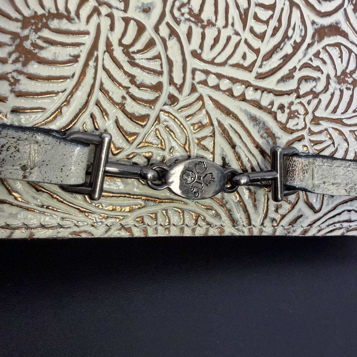 Patricia Nash Embossed Leather Crossbody Bag White Gold Floral