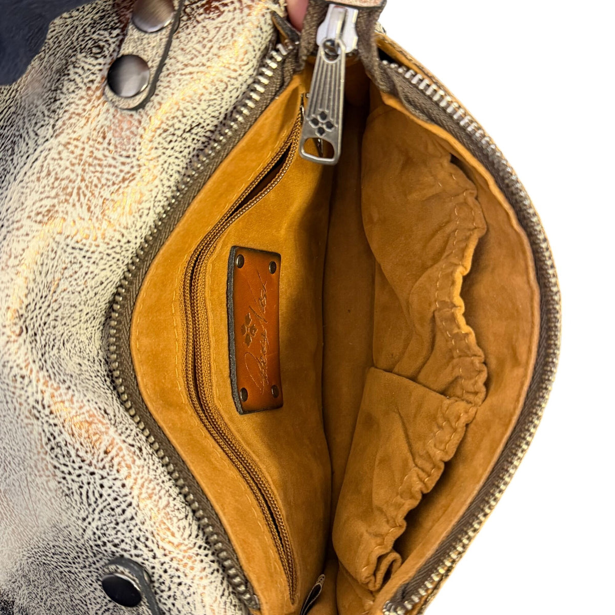 Patricia Nash Embossed Leather Crossbody Bag White Gold Floral