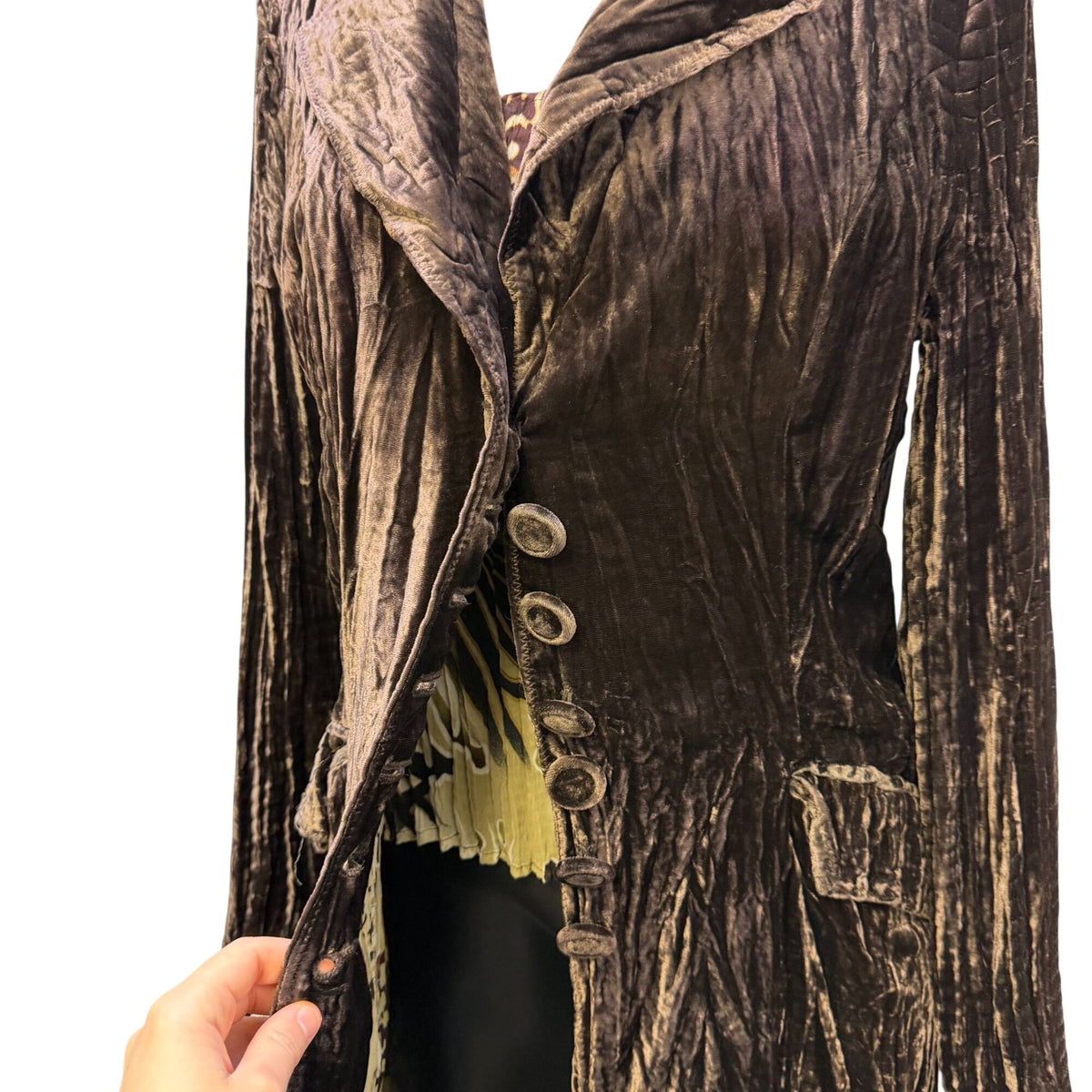 Alberto Makali Animal Print Blouse & Crushed Velvet Cardigan Brown L