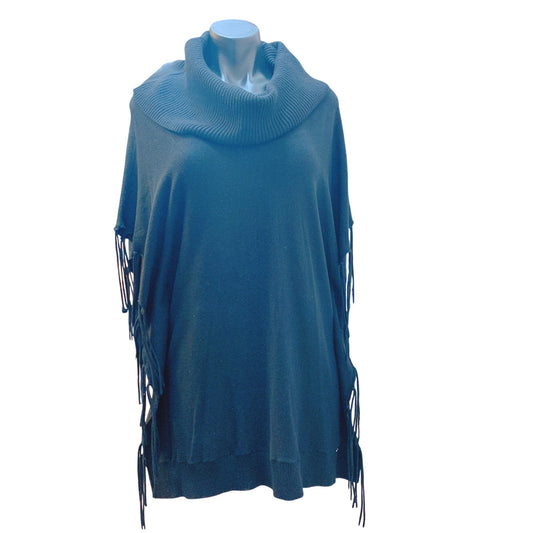 Michael Kors Cowl Neck Fringe Poncho M