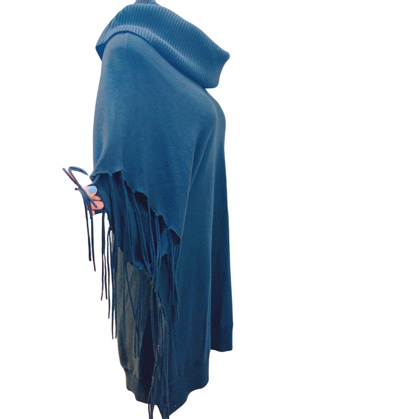 Michael Kors Cowl Neck Fringe Poncho M