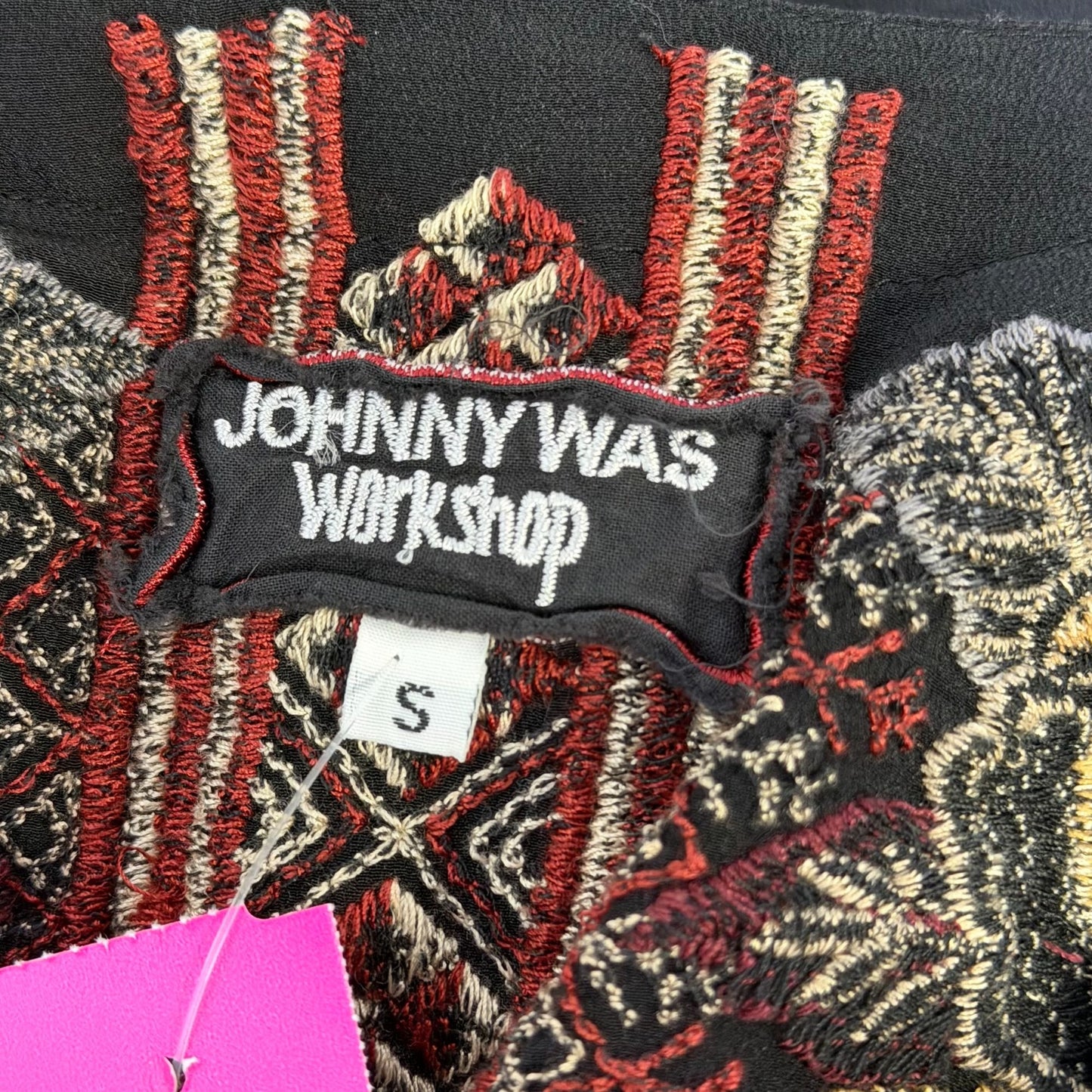 Johnny Was Workshop Black Floral Embroidered Tunic Dress S