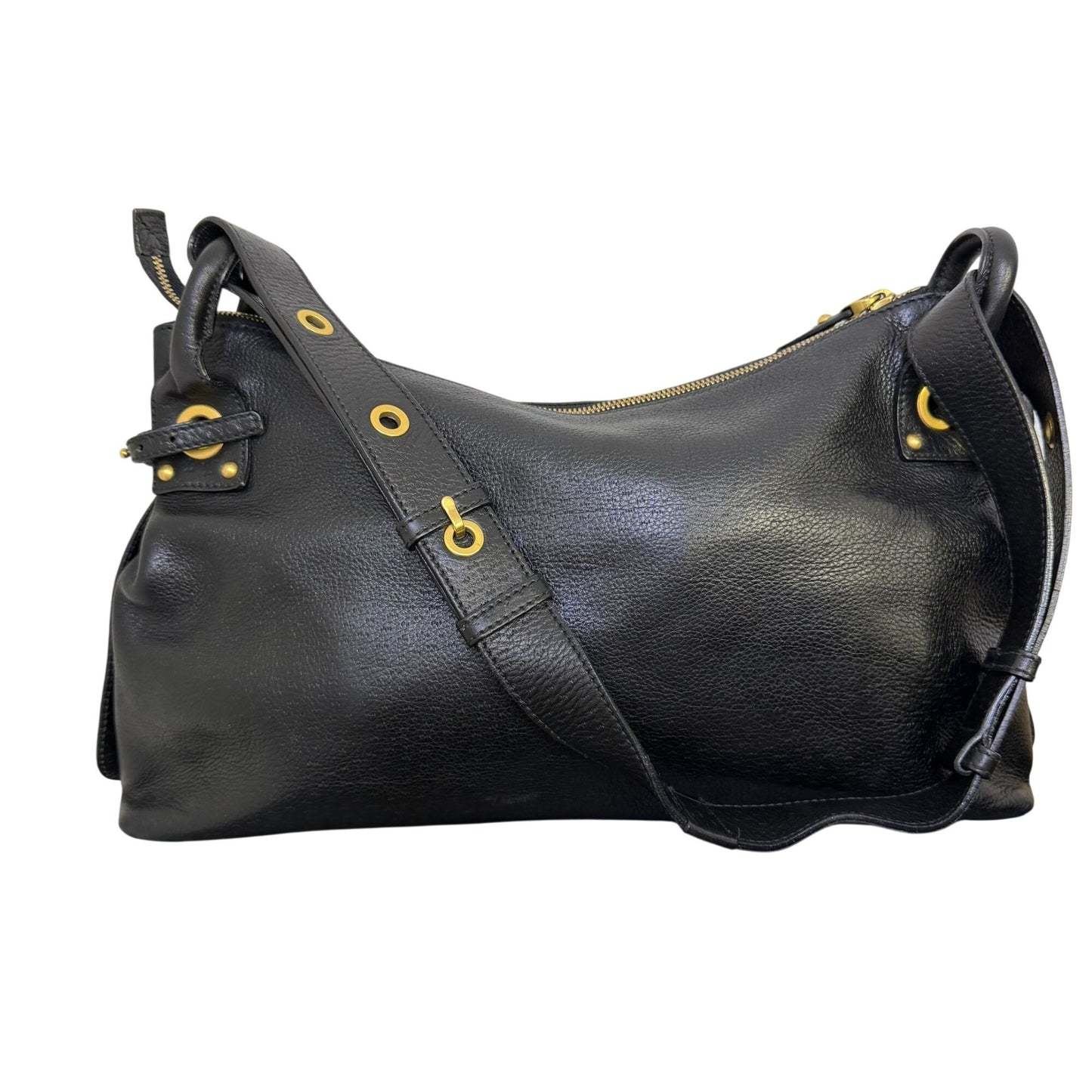 Salvatore Ferragamo Black Leather Shoulder Bag With Front Pockets