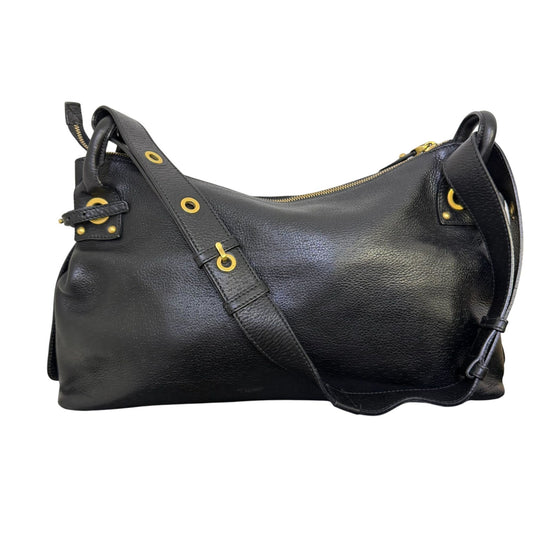 Salvatore Ferragamo Black Leather Shoulder Bag With Front Pockets