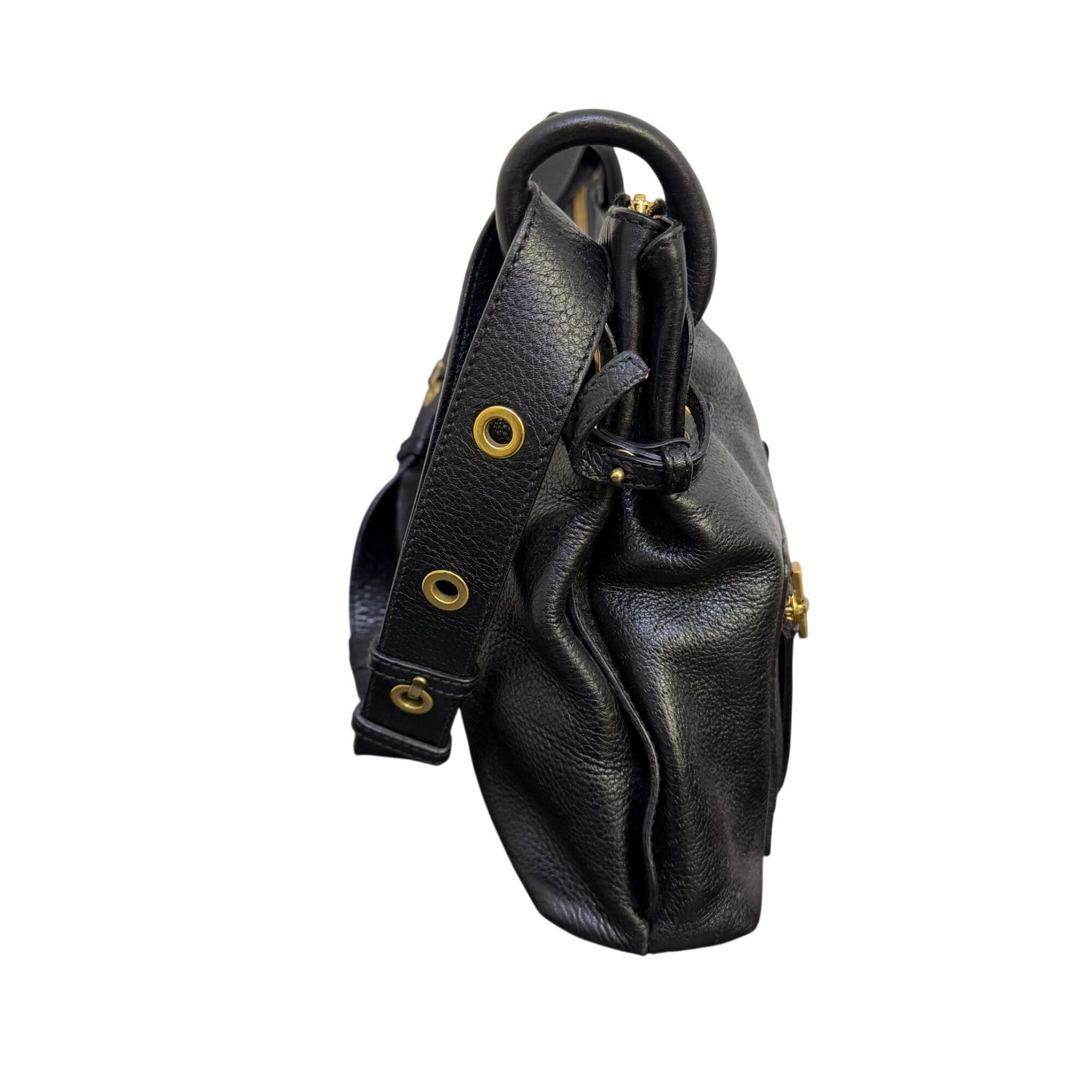 Salvatore Ferragamo Black Leather Shoulder Bag With Front Pockets