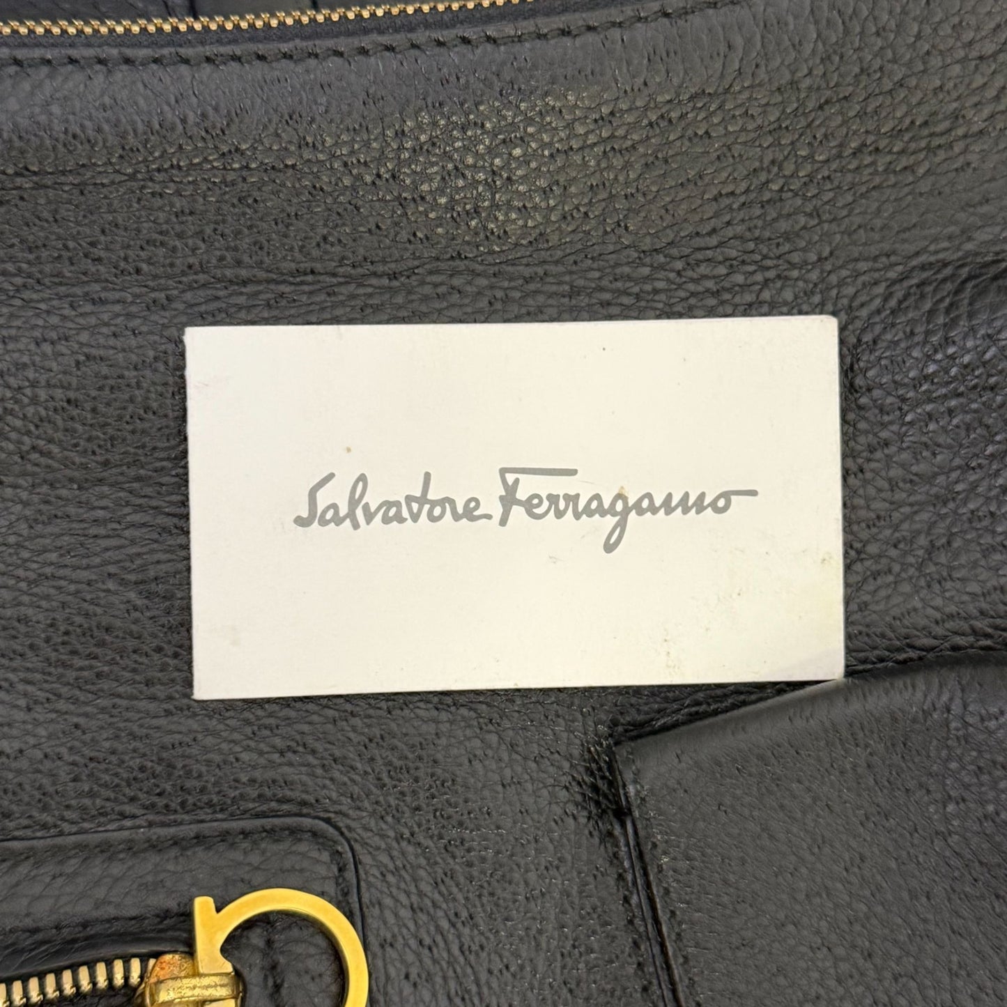 Salvatore Ferragamo Black Leather Shoulder Bag With Front Pockets