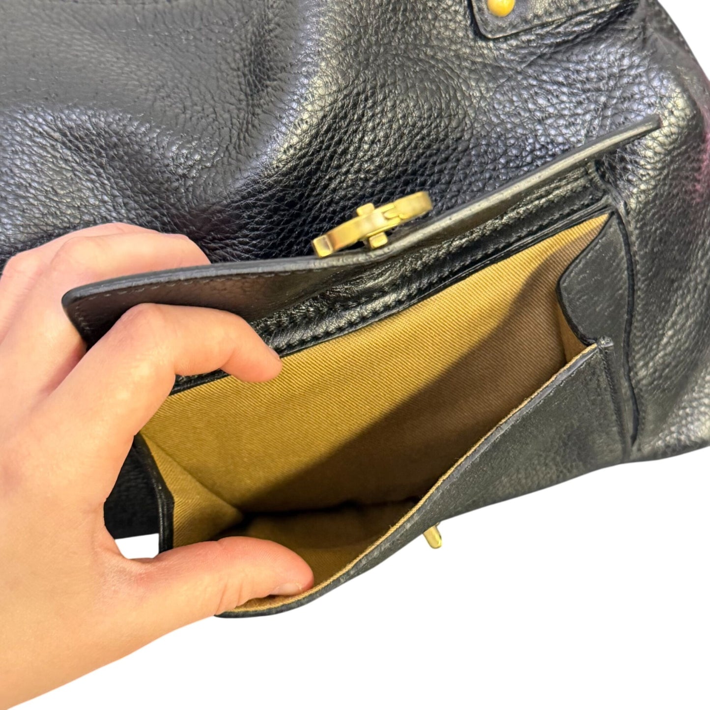 Salvatore Ferragamo Black Leather Shoulder Bag With Front Pockets