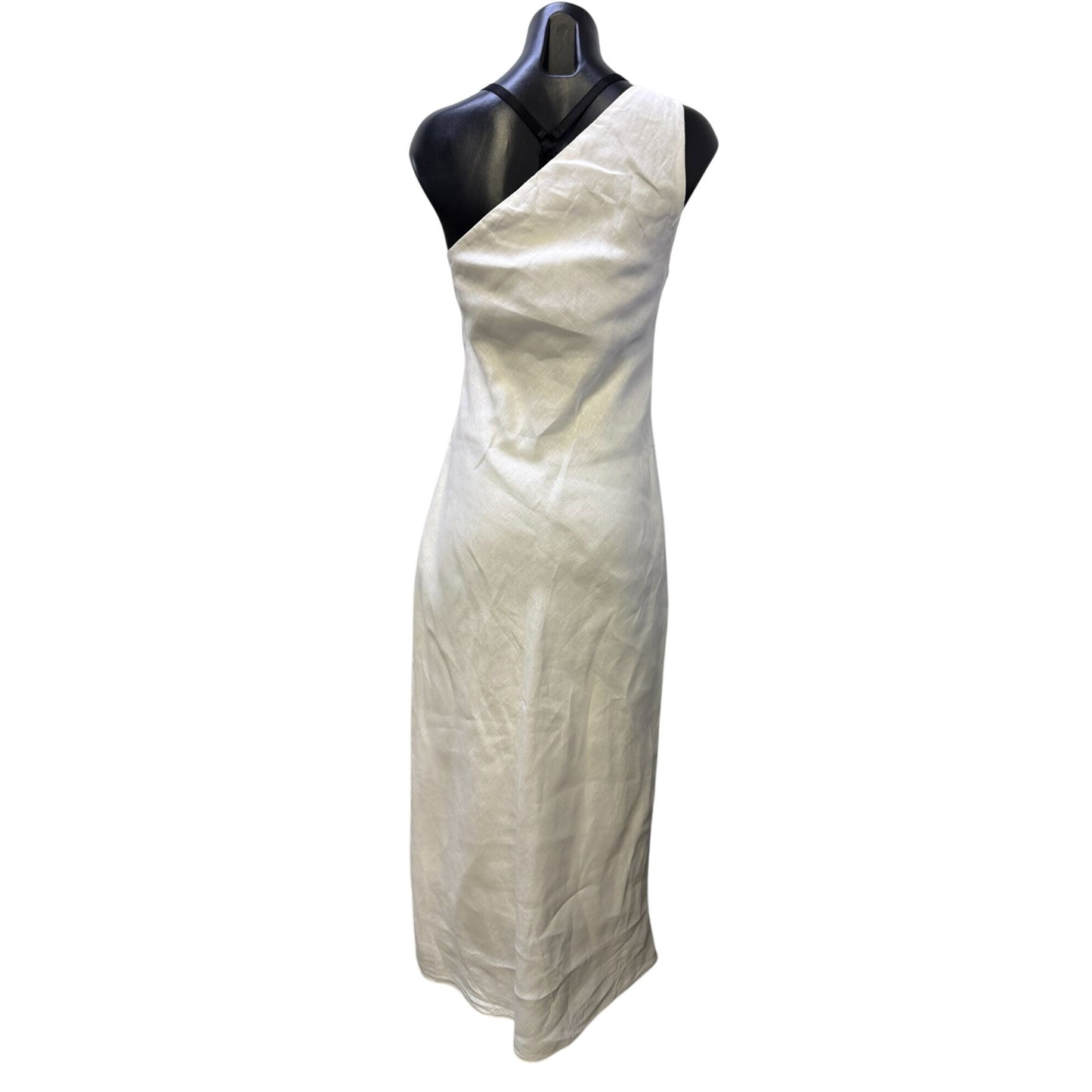 Zara White One-Shoulder Linen Dress Size S