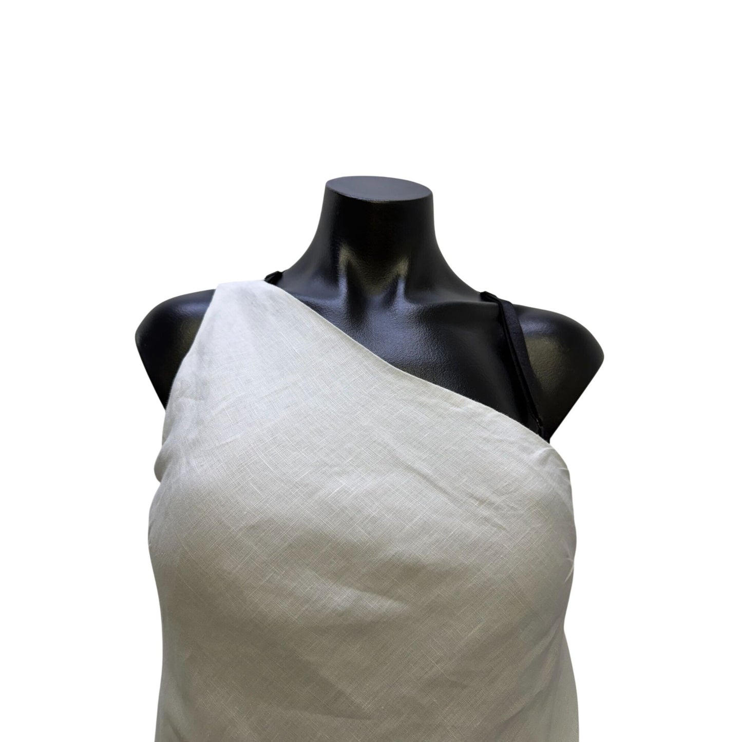 Zara White One-Shoulder Linen Dress Size S