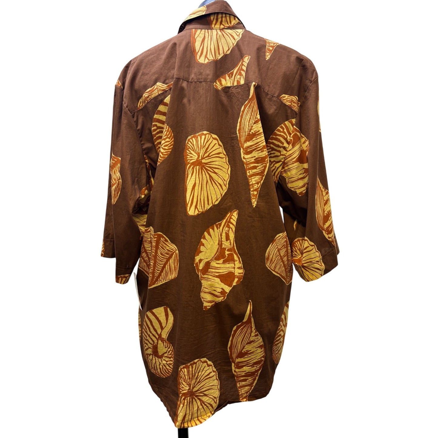 Johnna Ortiz Cotton Print Oversized Blouse Brown M