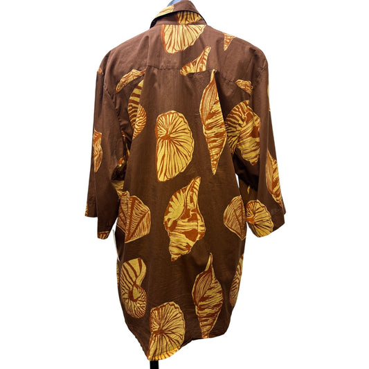 Johnna Ortiz Cotton Print Oversized Blouse Brown M