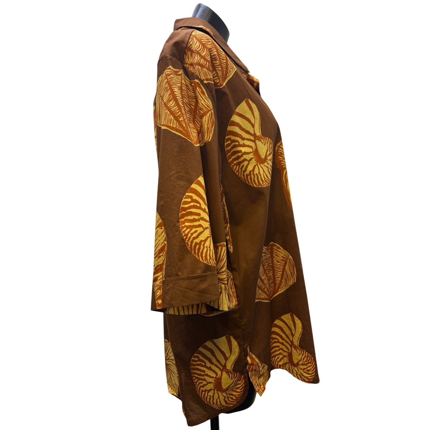 Johnna Ortiz Cotton Print Oversized Blouse Brown M