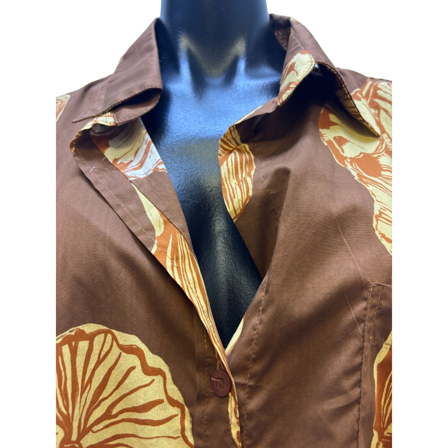 Johnna Ortiz Cotton Print Oversized Blouse Brown M