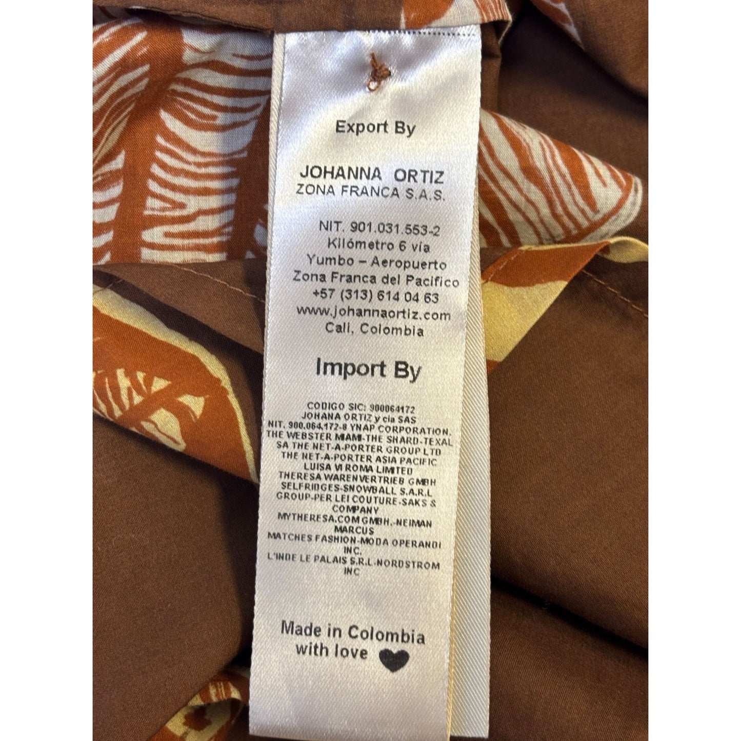 Johnna Ortiz Cotton Print Oversized Blouse Brown M