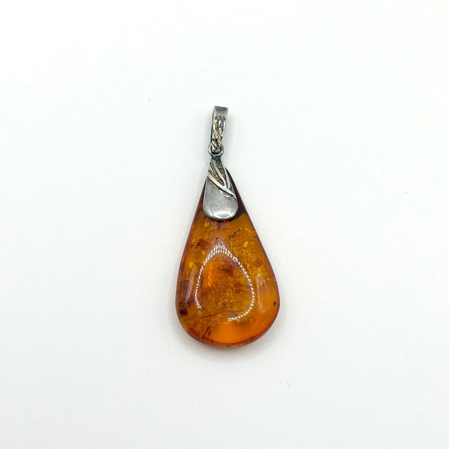 925 Sterling Silver Baltic Amber Pendant Natural Gemstone Handmade
