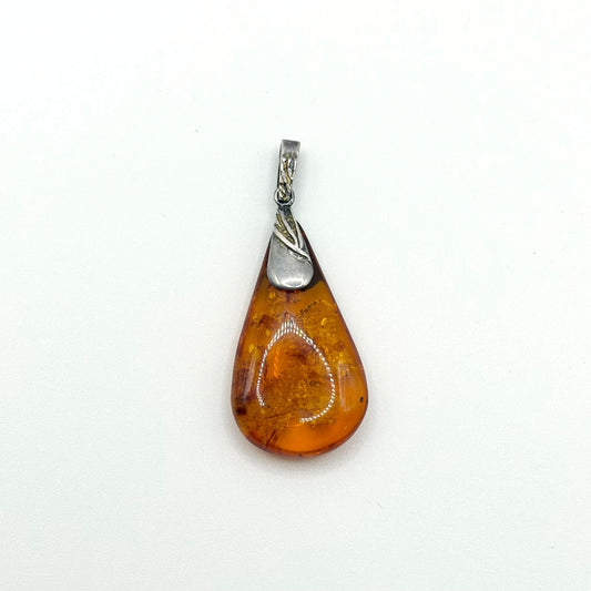 925 Sterling Silver Baltic Amber Pendant Natural Gemstone Handmade