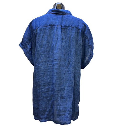 NWT Tommy Bahama Blue Linen Blouse Button-Up XL
