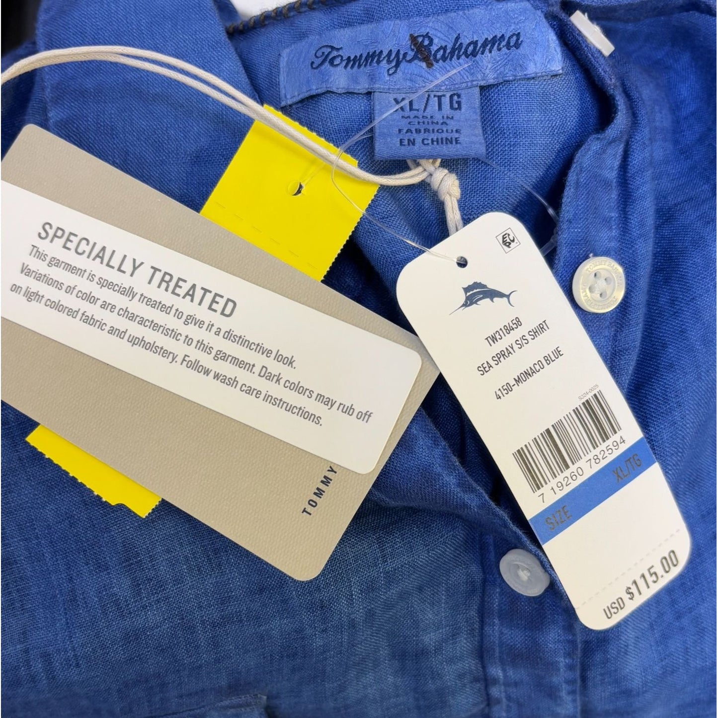 NWT Tommy Bahama Blue Linen Blouse Button-Up XL