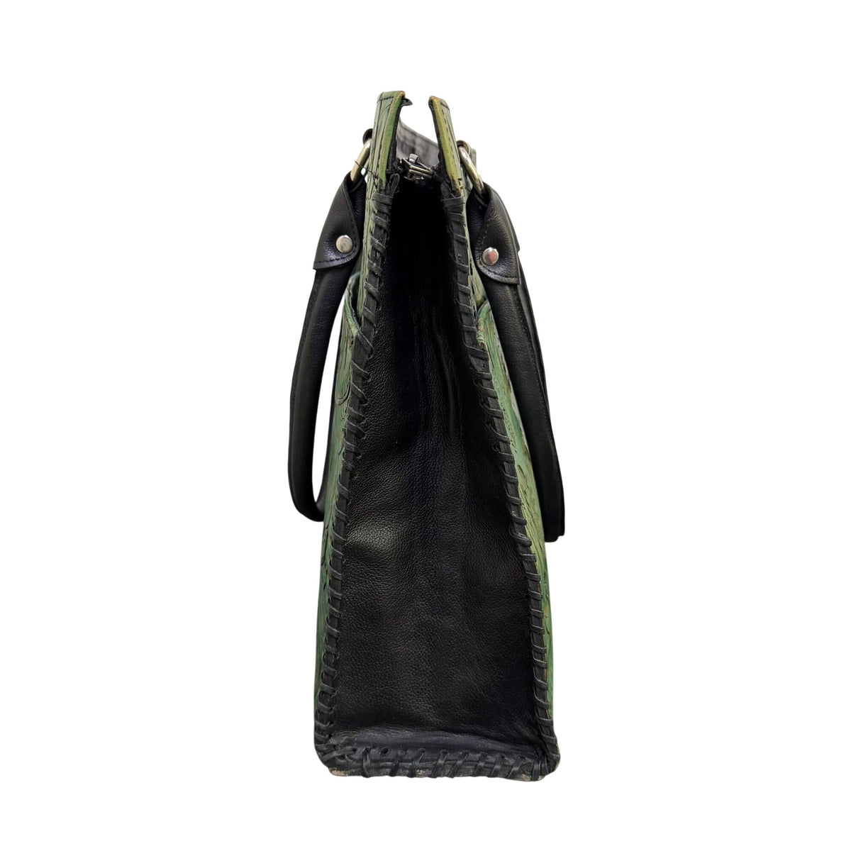 Handmade Juan Antonio Green Tooled Leather Tote Bag