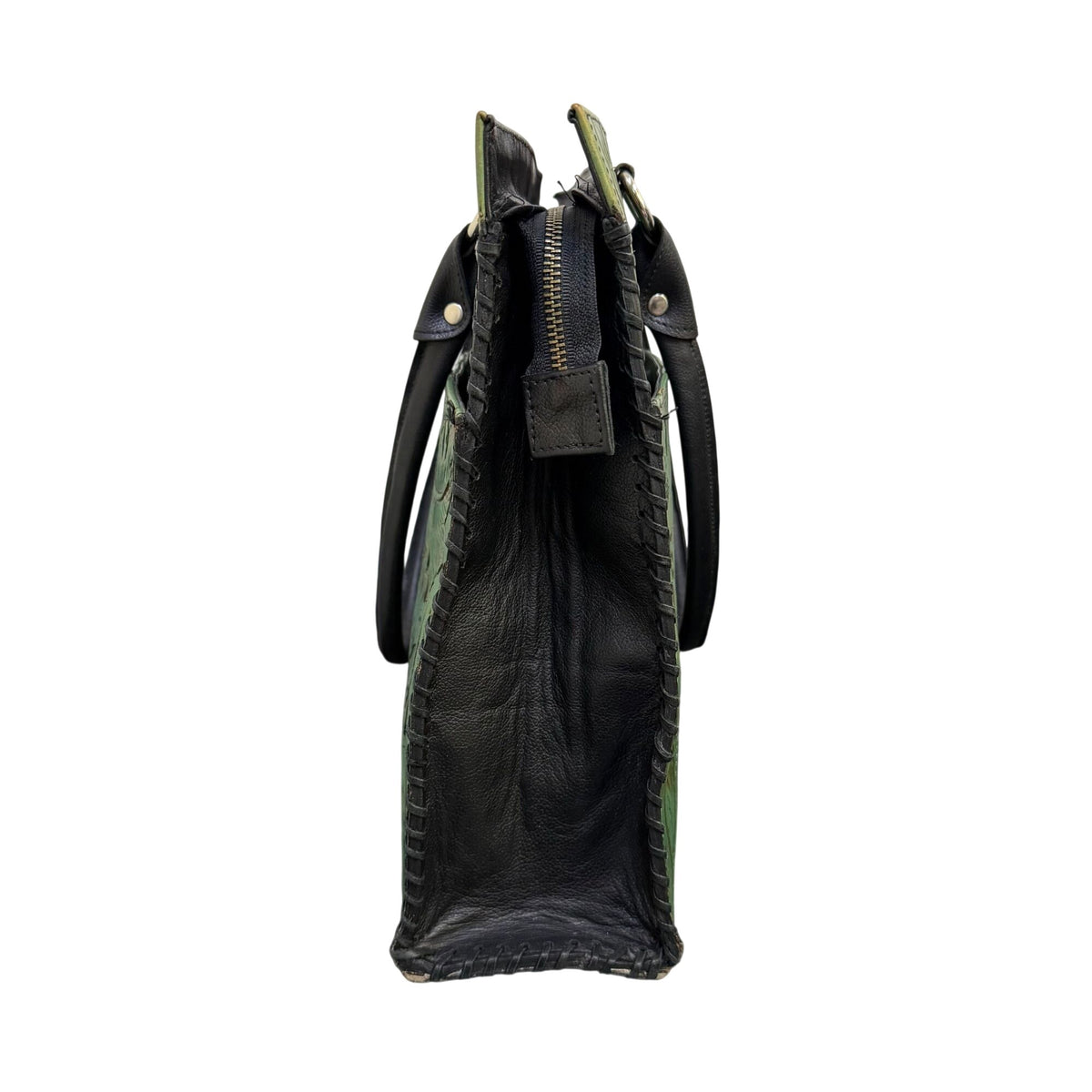 Handmade Juan Antonio Green Tooled Leather Tote Bag