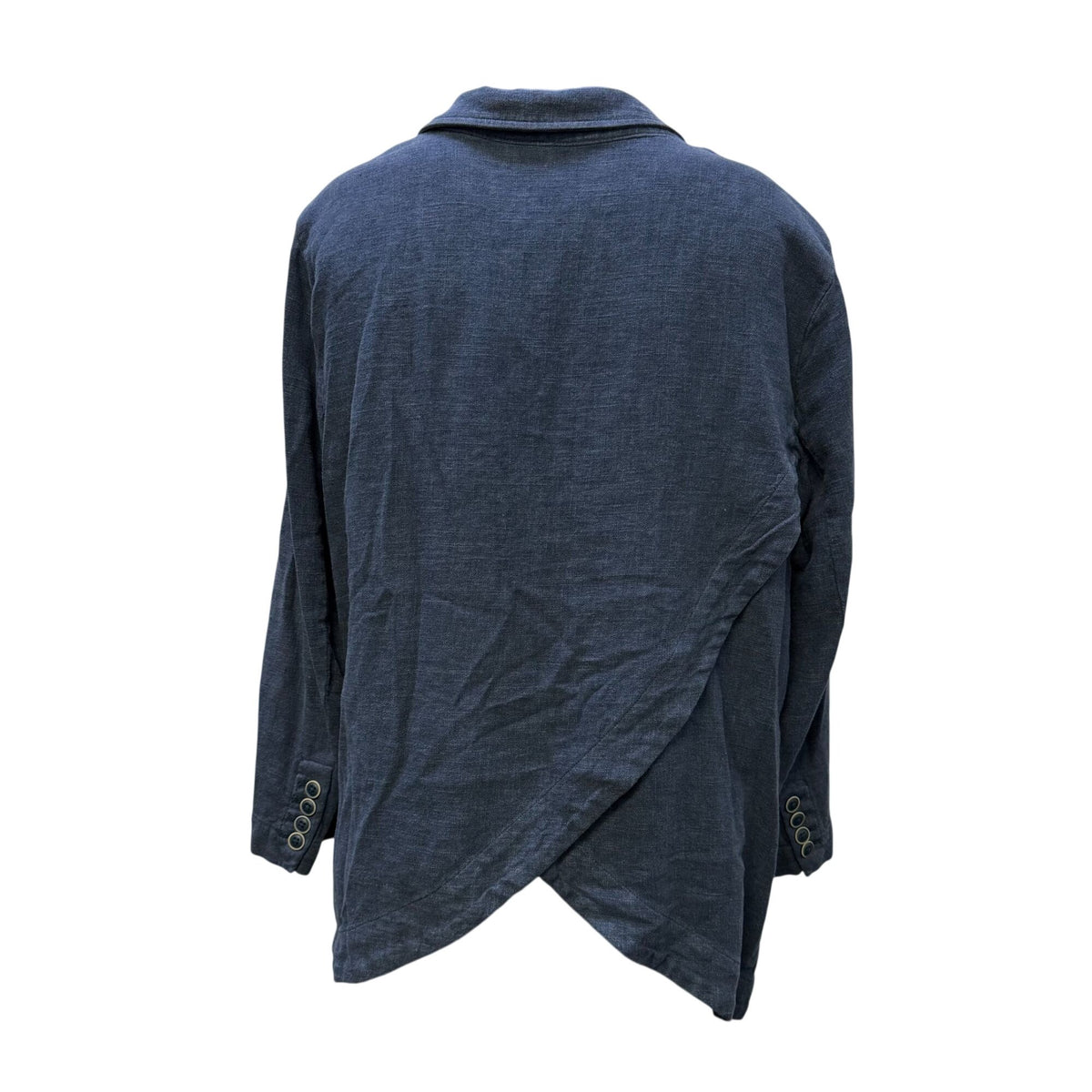 By Anthropologie Linen Blend Open Front Jacket Blue 12