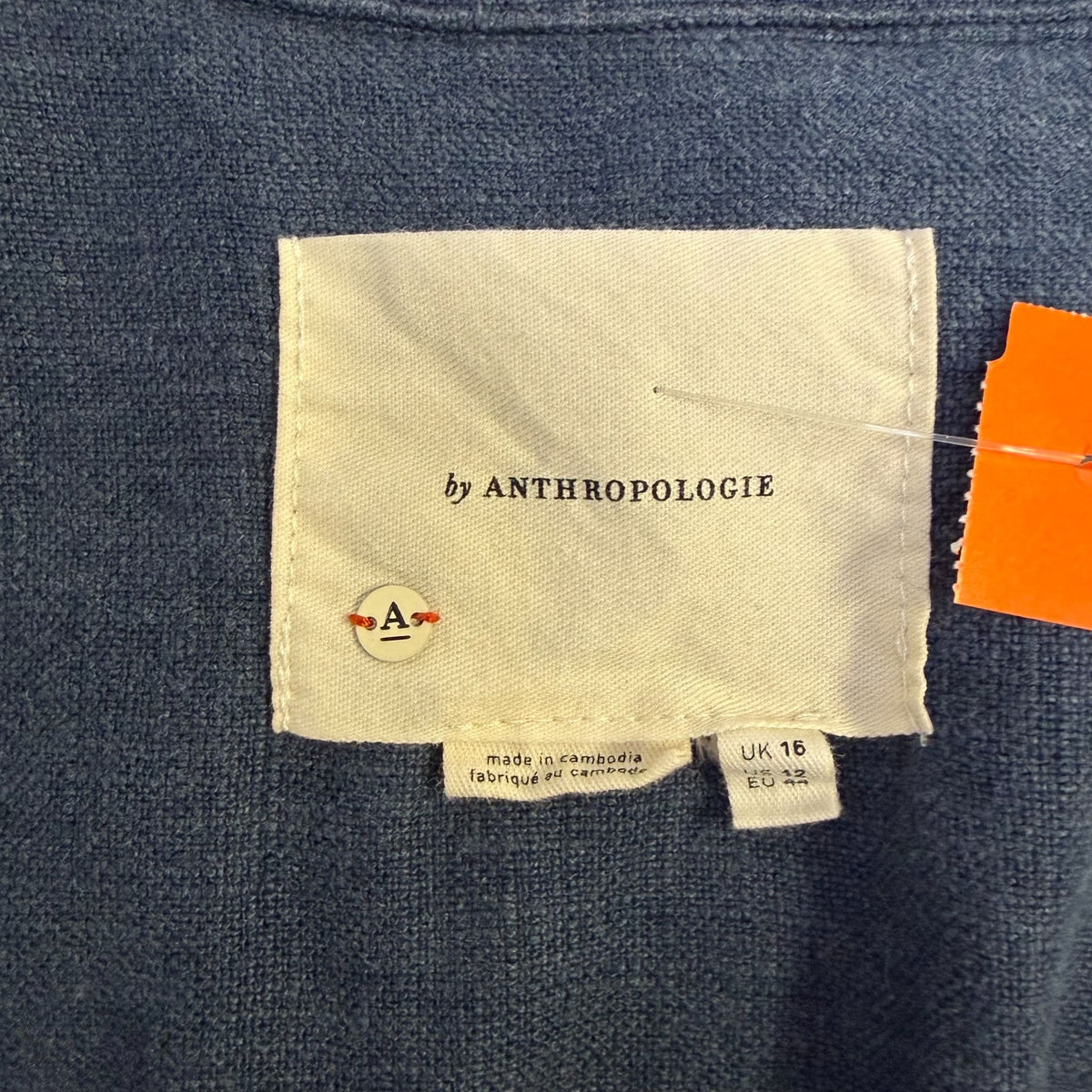 By Anthropologie Linen Blend Open Front Jacket Blue 12