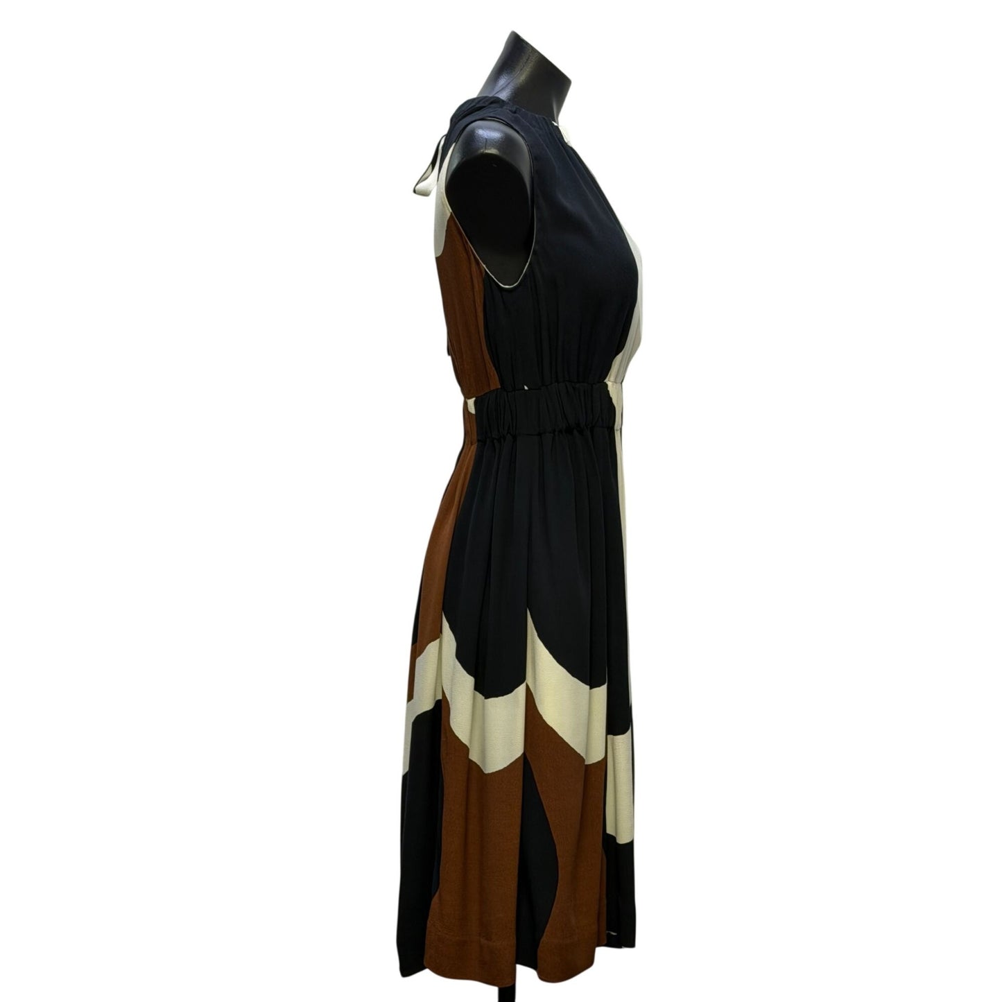 Kate Spade Sleeveless Abstract Print Dress Black/White/Brown 4