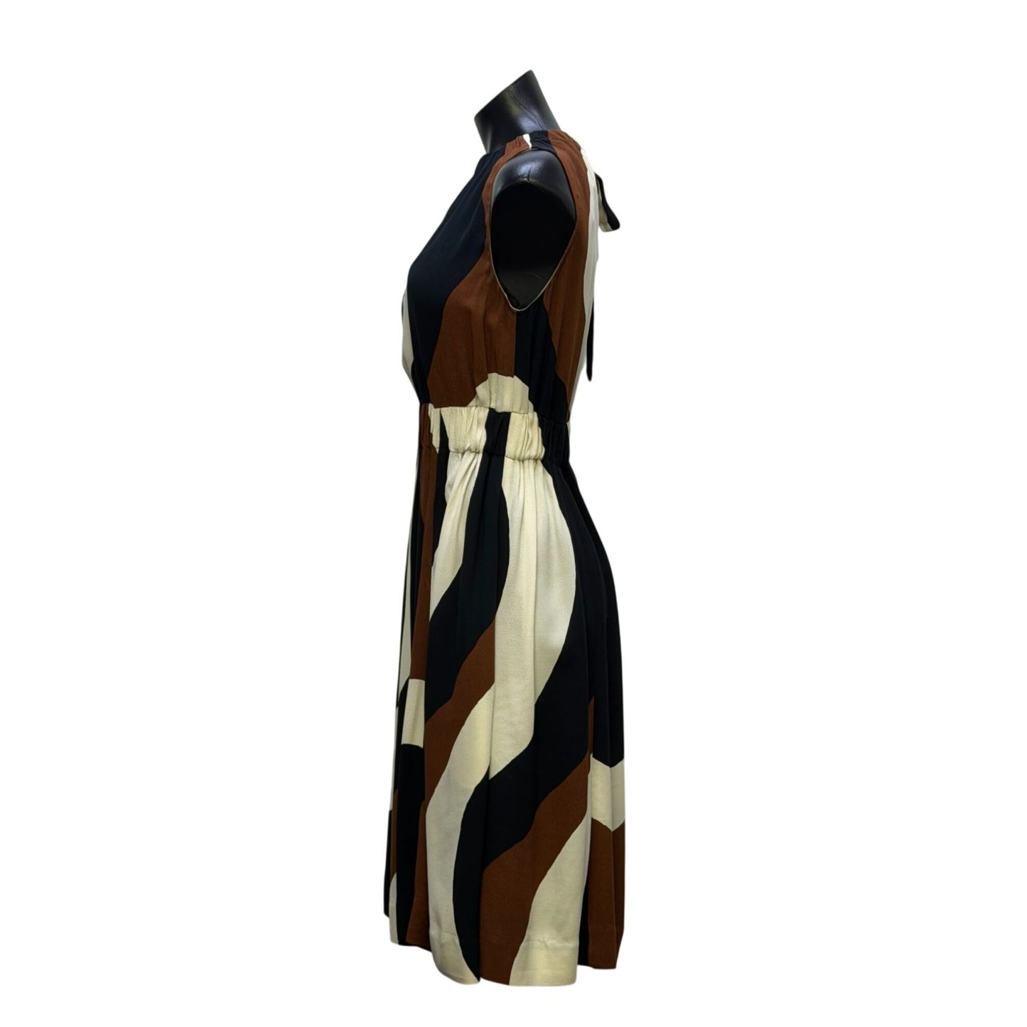 Kate Spade Sleeveless Abstract Print Dress Black/White/Brown 4