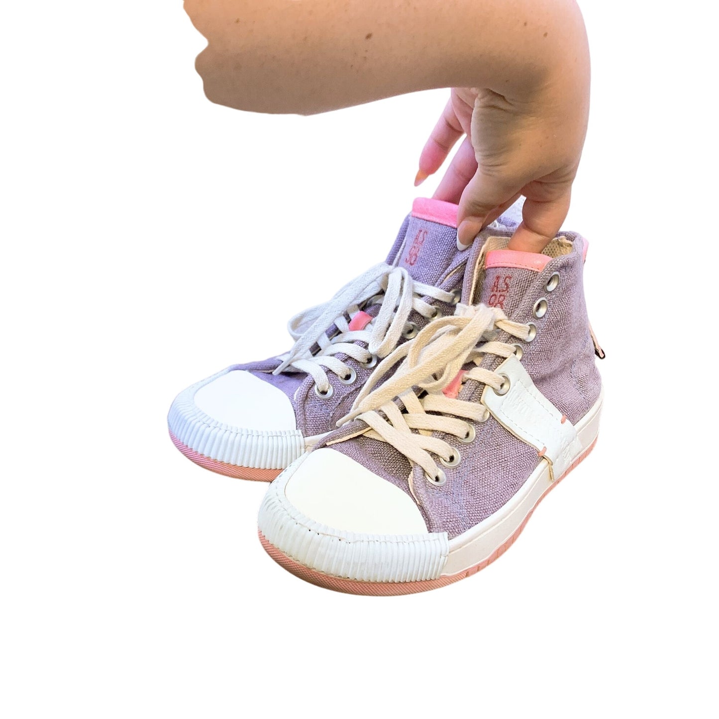 AS 98 High-Top Canvas Ankle Sneakers With Pink Soles 8