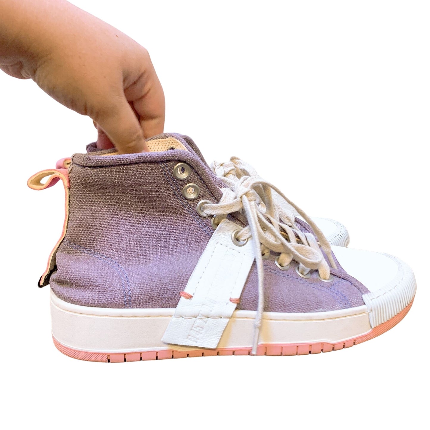 AS 98 High-Top Canvas Ankle Sneakers With Pink Soles 8