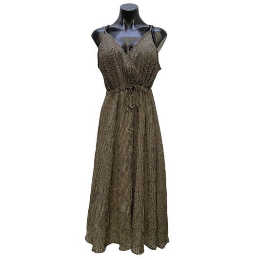 Mod Ref Cream & Black Gingham Maxi Dress With Tie Waist M