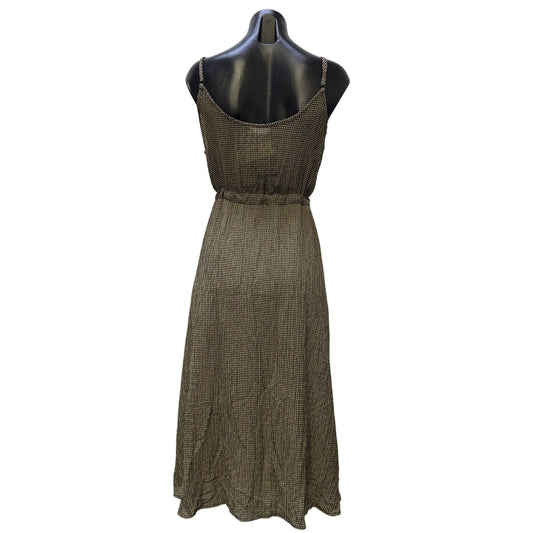 Mod Ref Cream & Black Gingham Maxi Dress With Tie Waist M
