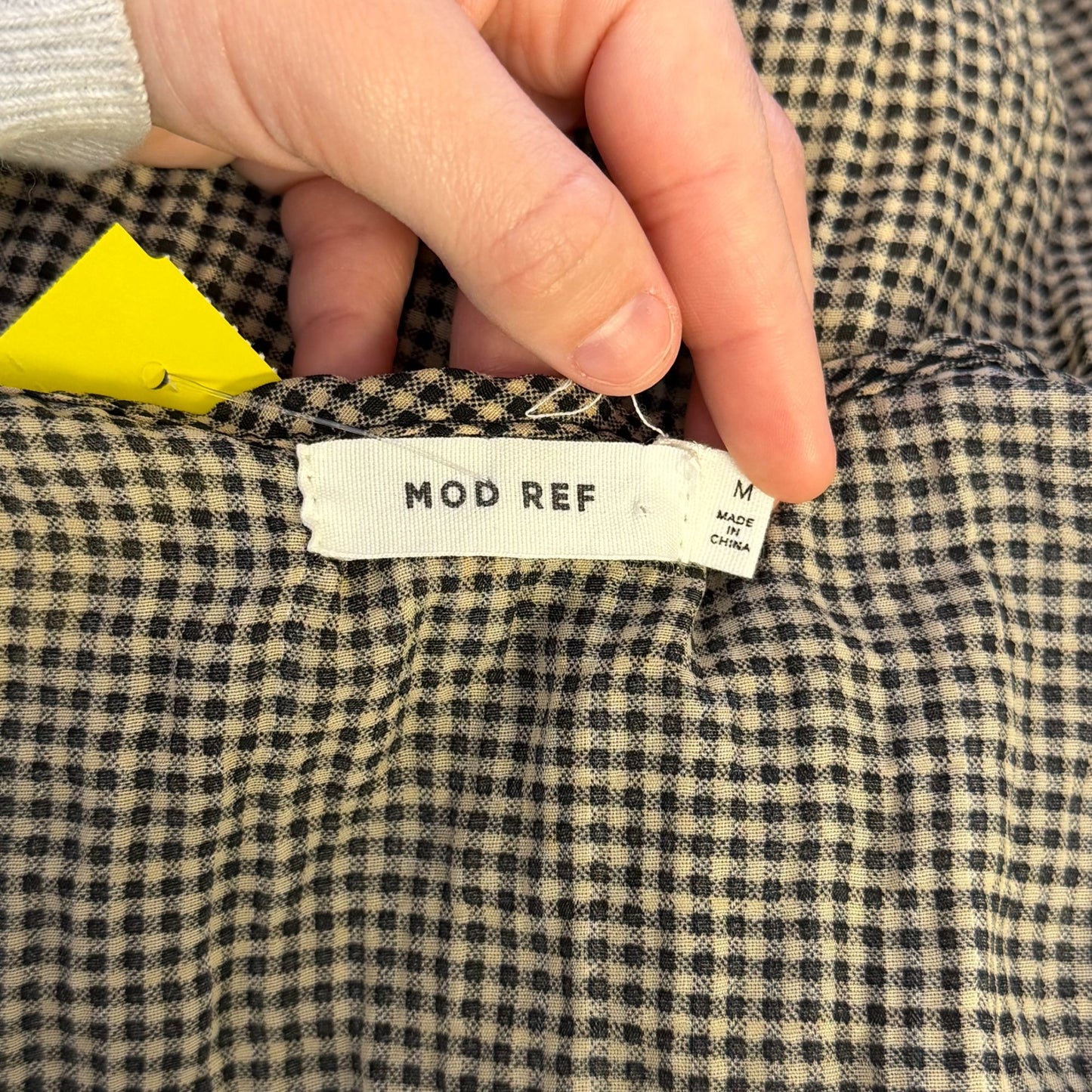 Mod Ref Cream & Black Gingham Maxi Dress With Tie Waist M