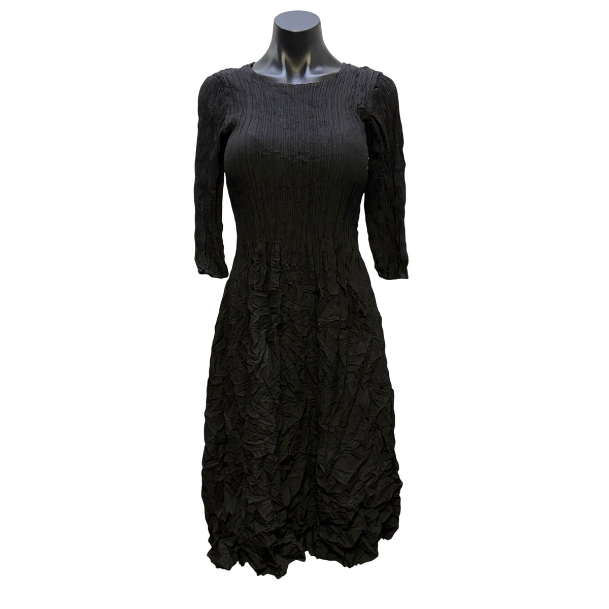 Alquema Black Crinkle Textured Dress Size 0/S